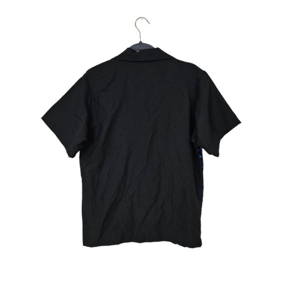 Classic Casino Wear Velour Blue Flame Martini Glass Button Rockabilly Shirt *NEW - Picture 7 of 10